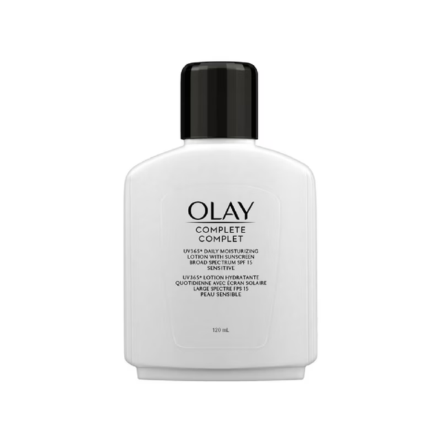 Olay - Lotion hydratante quotidienne complète avec écran solaire pour peau sensible FPS 15 | 120 ml