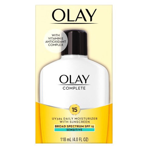 Lotion hydratante quotidienne complète Olay avec écran solaire pour peau sensible FPS 15 | 120 ml