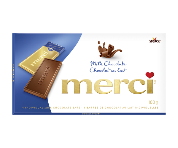 Merci - Milk Chocolate, 4 Individual Milk Chocolate Bars | 100 g