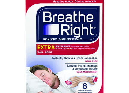 Breathe Right - Instant Relief Nasal Strips - Clear or Tan Option | 8 Strips