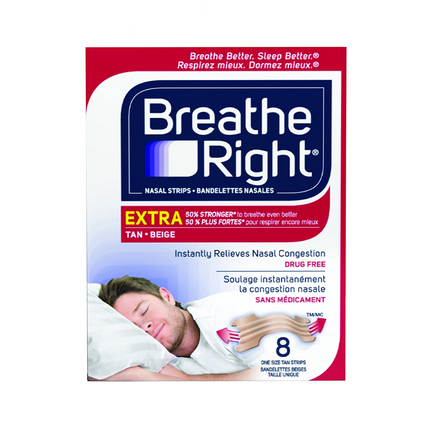 Breathe Right - Extra Strength Nasal Strips, Clear or Tan Option | 8 Strips