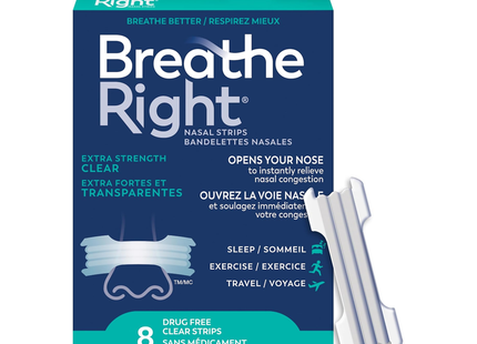 Breathe Right - Extra Strength Nasal Strips, Clear or Tan Option | 8 Strips