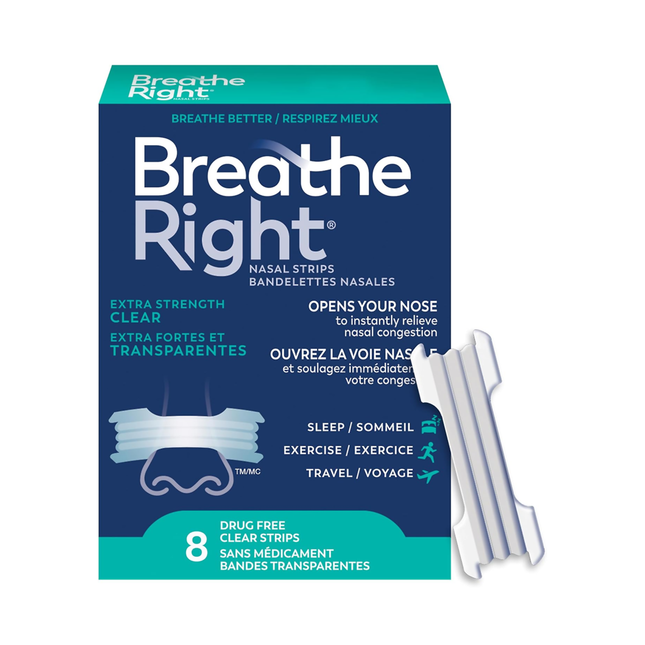 Breathe Right - Extra Strength Nasal Strips, Clear or Tan Option | 8 Strips