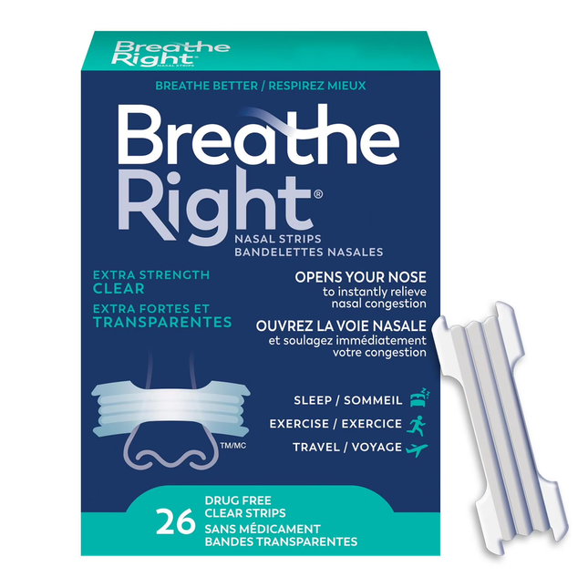 Breath Right -  Drug free Nasal Strips - Extra Strength - Transparent | 26 Clear Strips