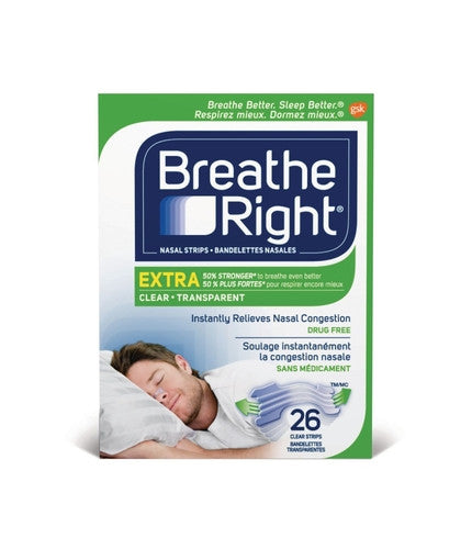 Breath Right -  Drug free Nasal Strips - Extra Strength - Transparent | 26 Clear Strips