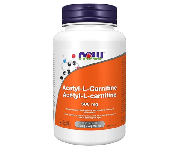 NOW - Acetyl-L-Carnitine 500 mg | 100 Veg Capsules  White Cross E-Store