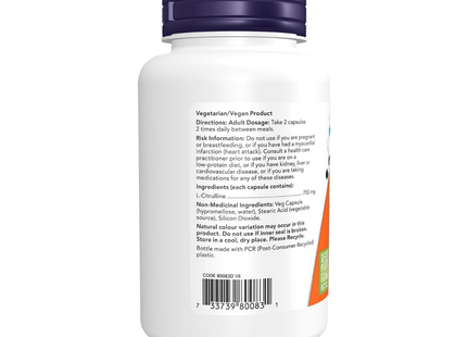 NOW - L-Citrulline 750 mg | 90 Gélules Végétales