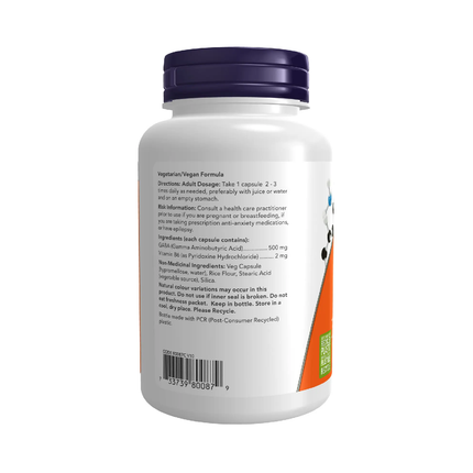 NOW - GABA 500 mg with Vitamin B6 | 100 Veg Caps