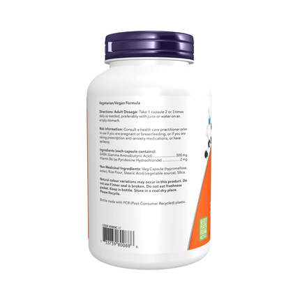 NOW - GABA 500 mg & Vitamin B6 | 200 Capsules