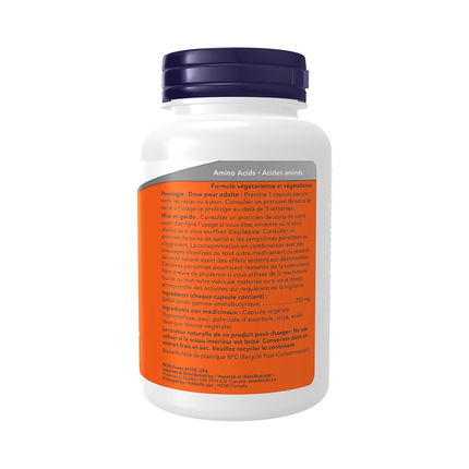 NOW - GABA 750 mg | 100 Veg Capsules