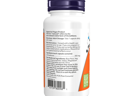 NOW - Glutathione 250 mg | 60 Veg Capsules