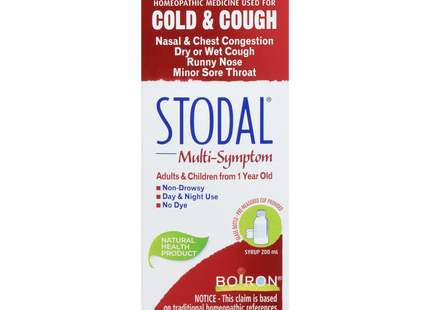 Stodal - Sirop homéopathique contre le rhume et la toux multi-symptômes | 200 mL