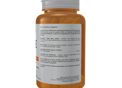 NOW Sports - Acides aminés glycine 1000 mg - Supplément d'entraînement | 100 gélules végétariennes