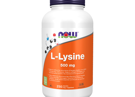 NOW - Naturally Synthesized L-Lysine 500 mg | 250 Capsules