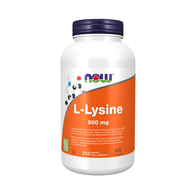 NOW - Naturally Synthesized L-Lysine 500 mg | 250 Capsules