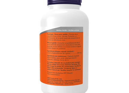 NOW - Lysine Naturellement synthétisée - 500 mg | 250 Gélules