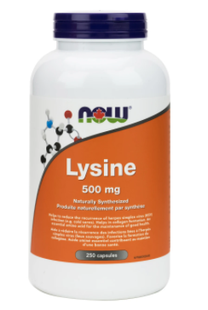 Now Naturally Synthesized Lysine - 500 mg | 250 Capsules