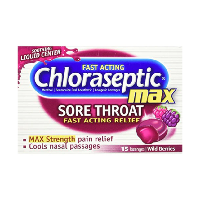 Chloraseptique - Pastilles Max pour maux de gorge à action rapide - Baies sauvages | 15 pastilles