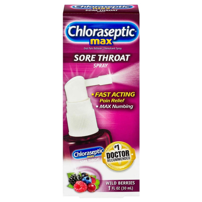 Chloraseptic - Max Temporary Sore Throat Relief Spray with Coating Protection - Wild Berries | 30 ml