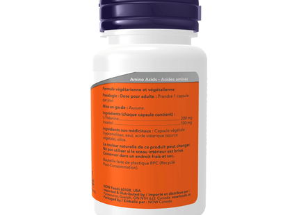 NOW - L-Théanine 200 mg avec inositol 100 mg | 60 capsules