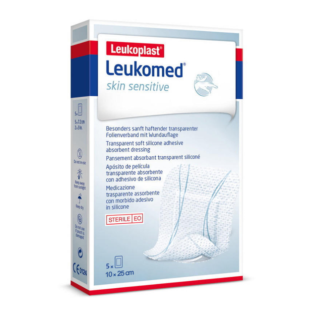 Leukomed - Pansement stérile pour peau sensible 10 x 25 cm | Paquet de 5