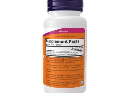 NOW - Beta Carotene 25,000 IU Natural D.Salina | 90 Softgels