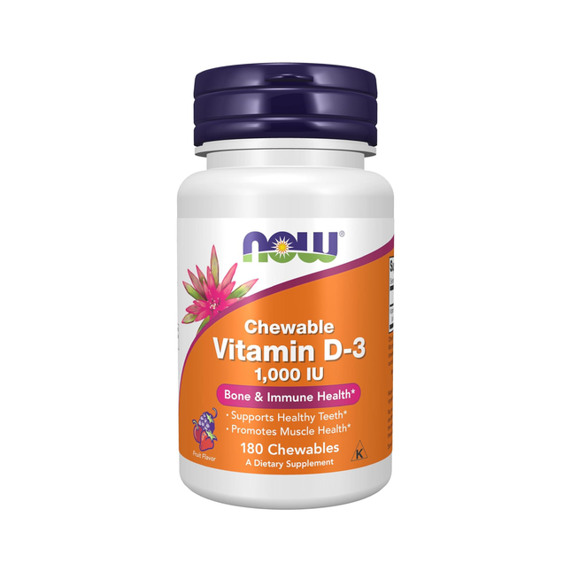 NOW - Vitamine D-3 1 000 UI à croquer | 180 pastilles