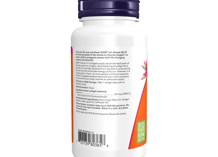 NOW - Vitamin D3 1000 IU | 180 Softgels