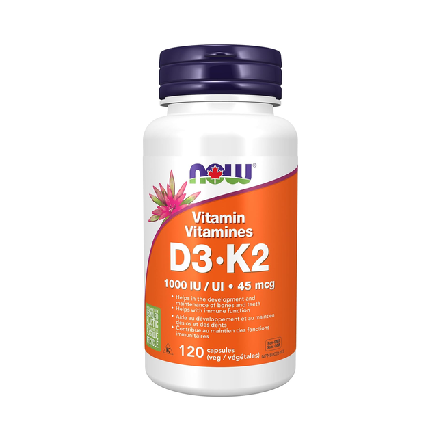 NOW Vitamine D3 et K2 | 120 capsules