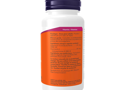 NOW Vitamine D3 et K2 | 120 capsules