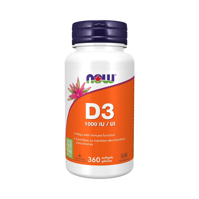 NOW Vitamine D3 1000 UI | 360 gélules
