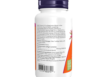 NOW Vitamine D3 1000 UI | 360 gélules