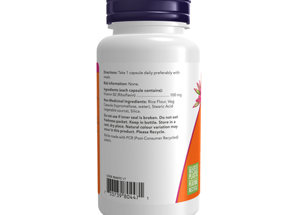 NOW Vitamine B2 100 mg | 100 capsules