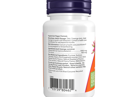 NOW - B-12 5000 mcg with Folic Acid | 60 Chewable Lozenges