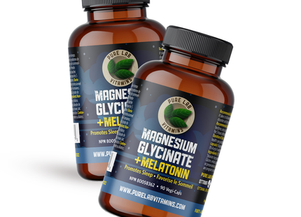 Lot de 2 ! Pure Lab - Glycinate de magnésium + mélatonine | 90 capsules végétales
