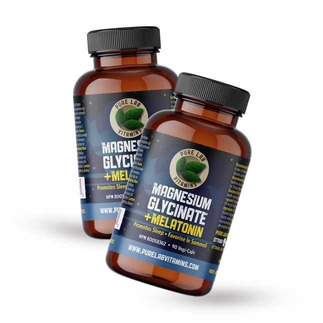 2-PACK! Pure Lab - Magnesium Glycinate + Melatonin | 90 Vegi-Capsules
