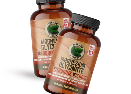 2-PACK! Pure Lab - Magnesium Glycinate - Taurine & CoQ10 | 120 Vegi-Caps