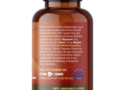 2-PACK! Pure Lab - Magnesium Glycinate - Taurine & CoQ10 | 120 Vegi-Caps