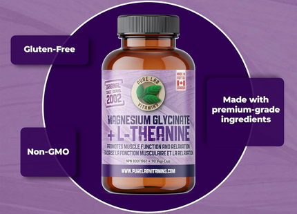 Pure Lab - Magnesium Glycinate 150 mg + L-Theanine 75 mg | 90 Capsules