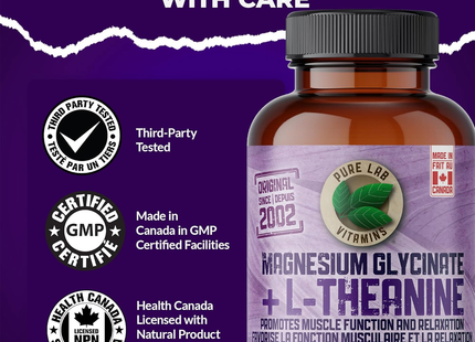 Pure Lab - Magnesium Glycinate 150 mg + L-Theanine 75 mg | 90 Capsules
