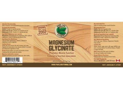 LOT DE 2 ! Pure Lab - Glycinate de magnésium | 300 Végicapsules