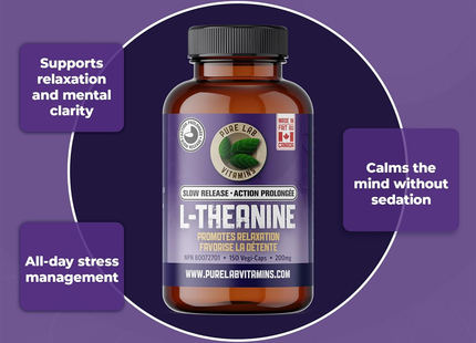 Pure Lab L-Theanine 200mg, Slow Release | 150 Capsules