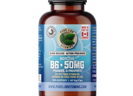 *Vitamines Pure Lab – Vitamine B6 bioactive à libération lente | 60 Végé-Caps