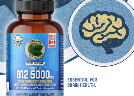 Pure Lab - Bioactive B12 5000mcg - Lactose Free, Sugar Free | 60 Capsules