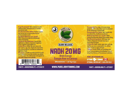 Pure Lab - NADH 20 MG Slow Release | 60 Vegi Caps