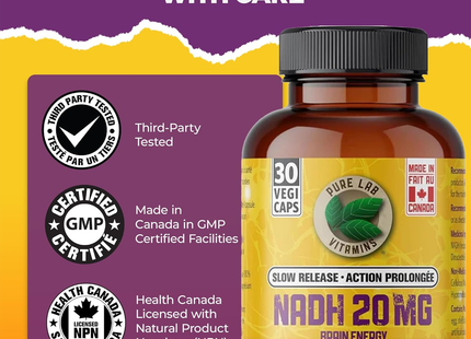 Pure Lab - NADH 20mg - Slow Release | 30 Capsules