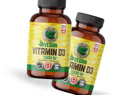 2-PACK! Pure Lab - Vegan D3 1000 IU -Dry, Crystalline, Pine Source | 240 Capsules