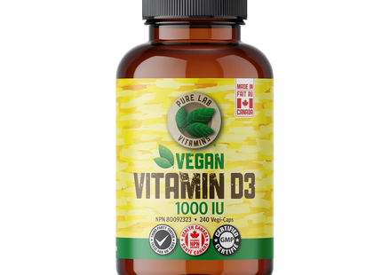 Pure Lab - Vegan D3 1000 IU -Dry, Crystalline, Pine Source | 240 Capsules