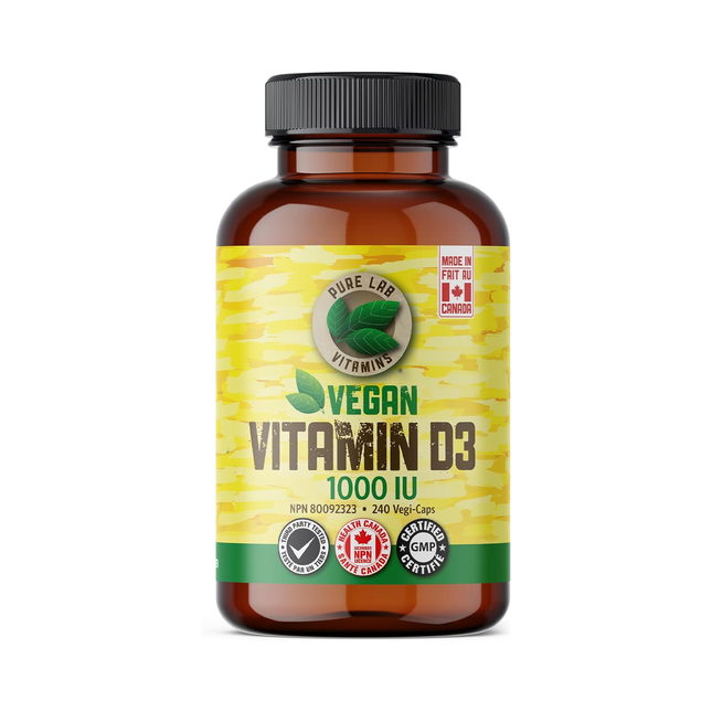 Pure Lab - Vegan D3 1000 IU -Dry, Crystalline, Pine Source | 240 Capsules
