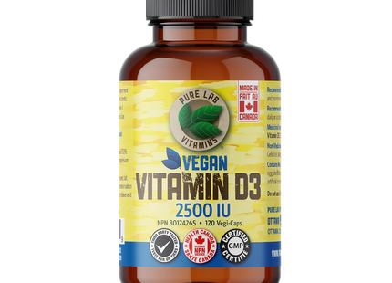 Pure Lab - Vegan D3 2500 IU - Dry, Crystalline, Pine Source | 120 Capsules